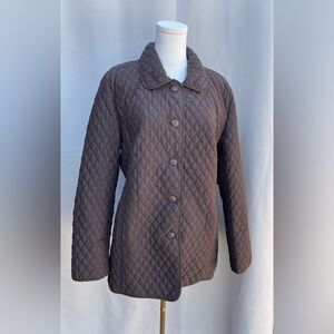 VTG (90s) Chocolate Brown Quilted Barn Coat Marvin Richards Equestrian‎ Sz L